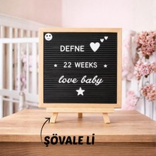 Fikir Store Şövaleli Ahşap Mesaj Panosu Siyah Zemin Beyaz Harf Setli