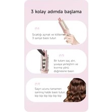 Pluzz Otomatik Saç Maşası Kalın Su Dalgası 32MM - 30 Saniyede Isınma (Pembe)