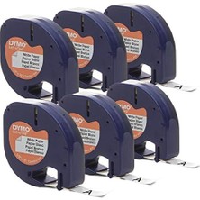 Dymo Letratag Etiket Makineleri Için Otantik Lt Kağıt Etiketleme Bandı, 1/2" (12 Mm), Beyaz Bant Üzerine Siyah Baskı, 6'lı Paket