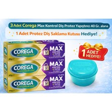 Corega Max Kontrol Diş Protez Yapıştırıcı 40GR -3 Adet -Diş Protez Saklama Kutusu Hediyeli