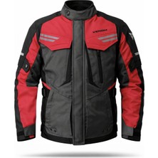 Venom Uzun Kopenhag Kırmızı Motosiklet Ceketi Ce Korumalı