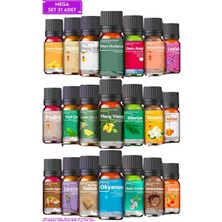 Evove Cosmetics Esansiyel Uçucu Yağ Seti Buhurdanlık Yağı Difüzör Esansı Hobi Esans Ortam Kokusu Mega Set 21 Adet