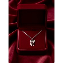 Silvari Silver Diş Sembolü Parlak Unisex Tasarım 925 Ayar Gümüş Kolye