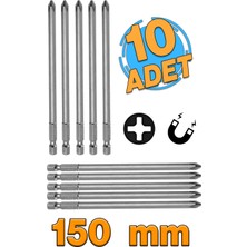 Özgürce Mıknatıslı Yıldız Ph2 Bits Uç 150MM 10'lu Set Matkap Ucu, Manyetik, 1/4"