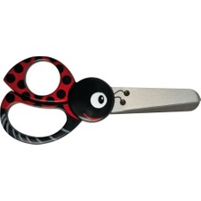 Uğur Böceği Motifli Çocuk Hayvan Makası, 4 Yaşından Itibaren, Uzunluk: 13 Cm, Sağ ve Sol Elini Kullananlar Için, Paslanmaz Çelik Bıçak/plastik Saplar,