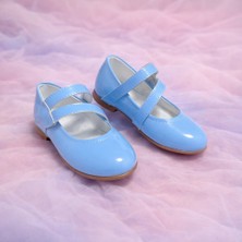 Akinco Açık Mavi Rugan Çift Kemer Cırt Cırtlı Çocuk Babeti