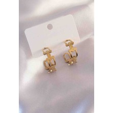 Butik Ayvitrin Çelik Gold Renk Tifanny Zincir Model Kadın Küpe