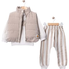 Gültekin Bebe Wow Mevsimlik Armalı Mikro Yelekli 3 Lü Takım 9-24 Aylık -447658370 - Bej