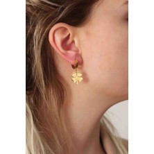 Butik Ayvitrin 316L Çelik Gold Renk Yonca Küpe