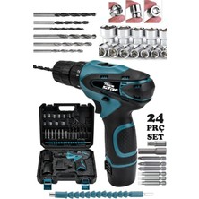 Özgürce Çift Akülü Vidalama Seti, Metal Şanzıman, 24 Parça, Hediye Paket