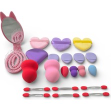 Sudedi Home 21 Parça Çoklu Makyaj Süngeri Seti Beauty Blender Puf Aplikatör Aynalı Tarak