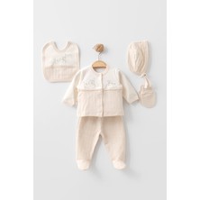 Zeynuko Kız Bebek %100 Pamuk Dalda Kuş 5'li Yeidoğan Hastane Çıkışı Zıbın Seti