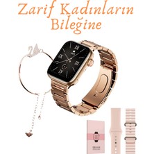 Normadia Yeni Nesil 3 Kordon Kadın Akıllı Saat Spor ve Sağlık Sensörlü Pembe