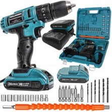 Özgürce Darbeli Çift Akülü Vidalama Matkap Seti 27 Parça, Güç ve Pratiklik