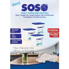 Snmswrld 3 Adet x 250 Yaprak - Soso Kova Beyaz Sabun Kokulu Sirkeli Karbonatlı Yüzey Temizleme Mendili