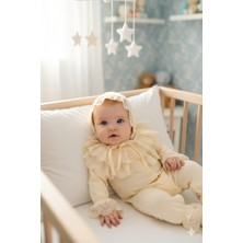 Miniday Baby Kız Bebek Mevlütlük Tulum Dantelli Şapkalı  %100 Pamuklu Hastane Çıkışı