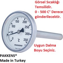 Özgürce Çap 63MM, 500°C, 20CM Dalma Boyu, Fırın ve Kazan Termometresi