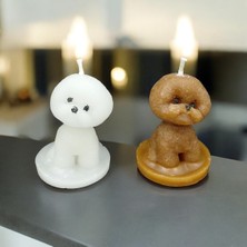 Bead Küçük Poodle Şekilli Dekoratif Mum 5x7 cm