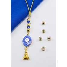 Biuti El Yapımı Lacivert Renkli Sedefli Göz Figürlü Araba Dikiz Ayna Süsü