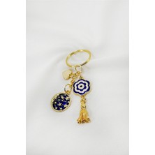 Biuti Salkım Lacivert Mineli Gezegen Çiçekli Salkım Anahtarlık, Hediyelik Anahtarlık