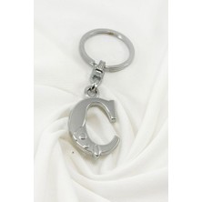 Biuti Gümüş Renkli Metal Ç Harfi Anahtarlık / Harfli Çanta Süsü