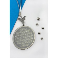 Biuti Komple Paslanmaz Çelik Melekli Ayetel Kürsi Nazar Ayeti Oto Ayna Süsü (4,5cm Plaka)