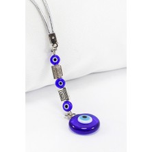 Biuti El Yapımı Cam Nazar Boncuklu Araba Dikiz Ayna Süsü, Metal Dikdörtgen Şekilli Yeni Araba Hediyesi