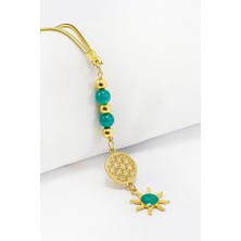 Biuti Turkuaz Doğal Taşlı Sedefli Güneş Araba Dikiz Ayna Süsü, Yeni Araba Hediyesi