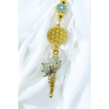 Biuti Yeni Araba Hediyesi, Pastel Mint Yeşili Metal Deniz Kabuğu Yaşam Çiçeği Dikiz Ayna Süsü