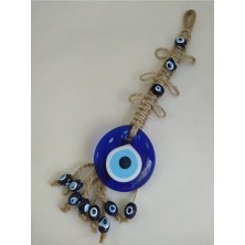 Ennea Art El Yapımı Cam Nazar Boncuğu 5 cm Makrome Duvar Dekoru