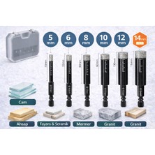 Özgürce Elmas Kaplama Seramik Cam Delme Ucu Seti 6 Parça, Çok Amaçlı Delik Açma Seti