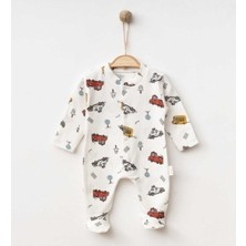 Nayinom Erkek Bebek Araba Temalı %100 Pamuklu Patikli Çıtçıtlı 3 Lü Tulum 0-3-6 Ay