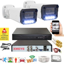 Bises 2 Li Hareket Algılayan 5 Mp Lens 4 Warm LED Gece Renkli Gösteren Güvenlik Kamerası Seti Bs 3404W