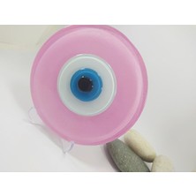 Ennea Art Toz Pembe El Yapımı Deliksiz Büyük Cam Nazar Boncuğu 12 cm Masa Üstü Dekor Hediyelik Eşya