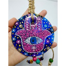 Ennea Art Fatıma/hamse Eli Nazar Boncuğu El Yapımı Cam Hamse Eli Duvar Dekoru 10 cm Hediyelik Eşya