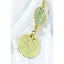 Biuti Pastel Mint Yeşili Yapral Metal Ayetel Kürsi Araba Dikiz Ayna Süsü, Gold Renkli