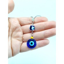 Biuti Küçük Mavi Nazar Boncuğu Araba Dikiz Ayna Süsü El Yapımı Cam Hediyelik Aksesuar