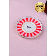 Tabak Evi Porselen Butterfly Collection Altın Yaldızlı Çay Tabağı 11,8cm Kırmızı Tekli