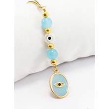 Biuti Açık Mavi Boncuklu Sedefli Göz Figürlü Araba Dikiz Ayna Süsü Tarz Yeni Araba Hediyesi