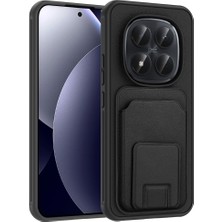 M.TK Moveteck Xiaomi Redmi Note 15 Pro Plus Kılıf Kamera Çıkıntılı Extra Standlı Kartlıklı Cüzdanlı Deri Tasarımlı Silikon Klasik Kapak