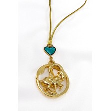 Biuti El Yapımı Cam Nazar Boncuğu Gold Rengi Koç Burcu Araba Dikiz Ayna Süsü, Koç Burcu Araba Hediyesi