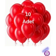 Atom 10 Adet 12 Inç Metalik Kırmızı Balon | Helyum Uyumlu Parlak Lateks Parti & Organizasyon Balonu