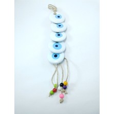 Ennea Art Beyaz Nazar Boncuğu El Yapımı Cam Duvar Dekoru Hediyelik Eşya