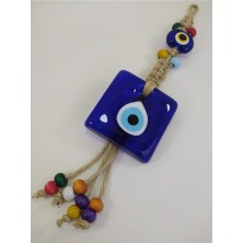 Ennea Art Kare Nazar Boncuğu 6*6 cm Makrome Duvar Dekoru