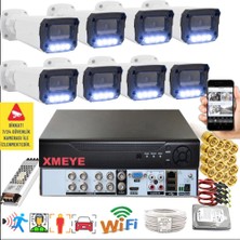 Bises 8 Li Araç Insan Yüz Tanımalı Hareket Algılayan 5 Mp Lens 4 Warm LED Gece Renkli Kamera Seti 3404W