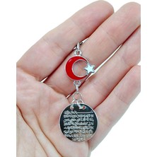 Biuti Kırmızı Ay Yıldızlı Araba Dikiz Ayna Süsü Metal Ayetel Kürsi, Lüks Yeni Araba Hediyesi