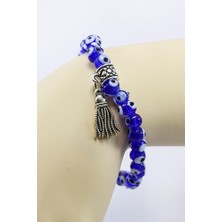 Biuti 33 Adet Lacivert Nazar Boncuğu Tesbih Bileklik, Hediyelik El Yapımı Cam Nazar Boncuklu Bileklik