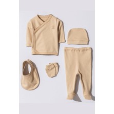 Liaboo Organik Pamuk Süs Dikişli Hastane Çıkışı Kahve