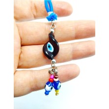 Ennea Art Nazar Boncuğu Burgu Siyah Araba Dikiz Ayna Süsü El Yapımı Cam Hediyelik Aksesuar