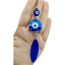 Biuti Lacivert Karma Danagözü Nazar Boncuğu Tüy Detaylı Araba Dikiz Ayna Süsü, Yeni Araba Hediyesi